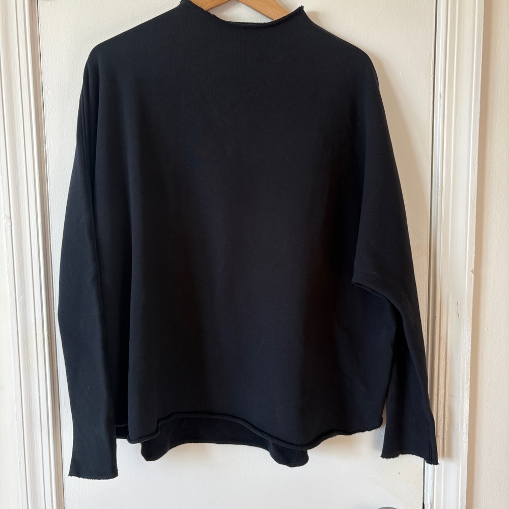 Frank & Eileen Sz M EFFIE Sweatshirt Long-Sleeve Funnel Neck Capelet Navy - Picture 4 of 8